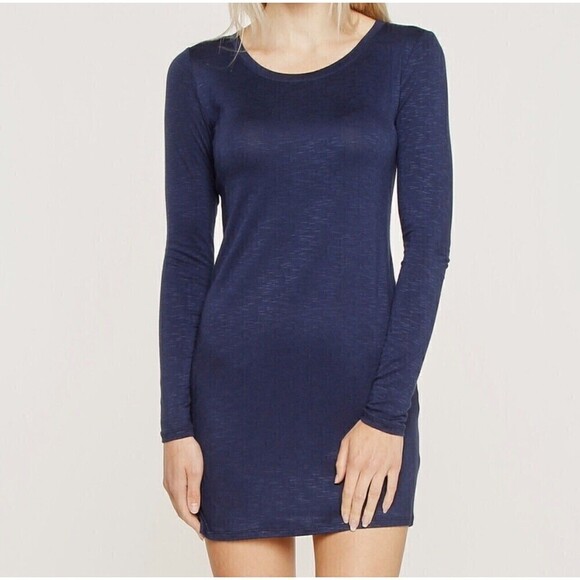 NEW Frenzii by Jully Kang Navy Jersey Knit Soft Long Sleeve Mini Dress Sz XS USA - Picture 13 of 13